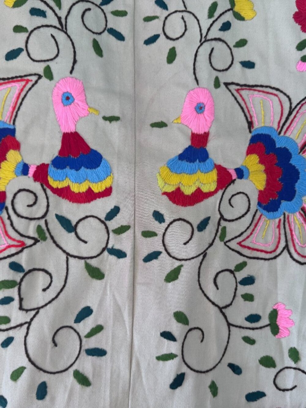 VINTAGE embroidered canvas wrap skirt - 70s - Picture 3 of 4